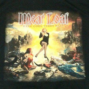 Meat Loaf Hang Cool Teddy Bear Foil Logo Girls Juniors Grey T Shirt New Official Meat Loaf Hang Cool Teddy Bear Foil Logo Girls Juniors Grey T Shirt New Official